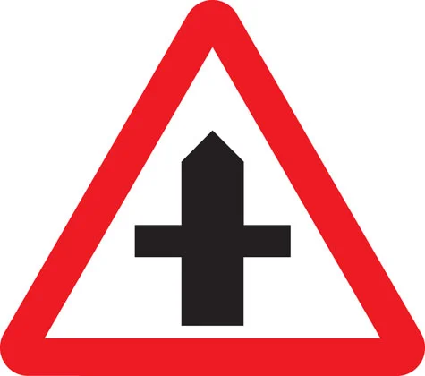 UK crossroads ahead warning sign